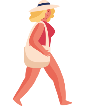 Woman walking with a bag png