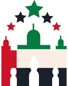 The uae flag with a mosque and a star png