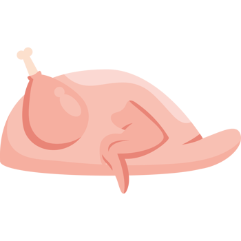 A cartoon turkey laying on its side png
