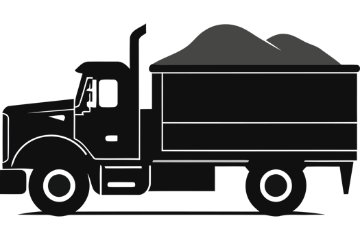 A black and white illustration of a dump truck png