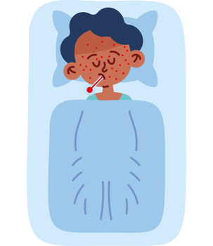 Illustration of a boy with a fever png
