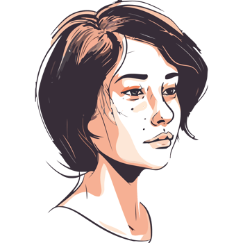 A drawing of a woman with short hair png