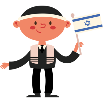 Cartoon israeli boy holding flag png