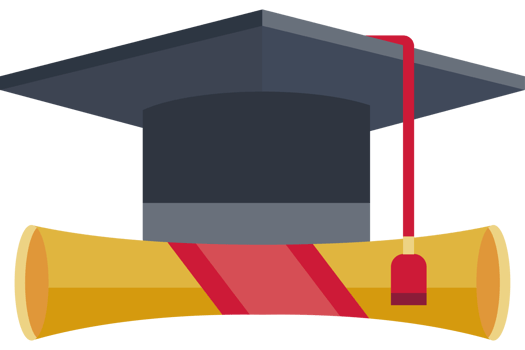 Graduation cap and scroll with a mortarboard png