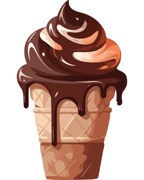 Chocolate ice cream cone with chocolate sauce png