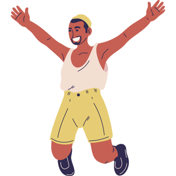 A cartoon man jumping in the air png