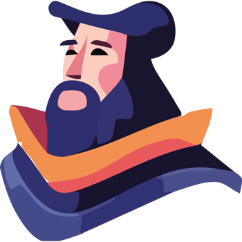 A cartoon man with a beard and a hat png