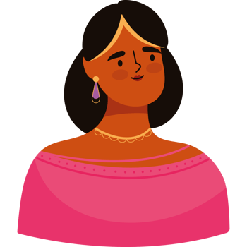 A cartoon woman with a pink dress and earrings png
