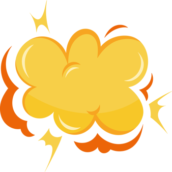 A cartoon explosion cloud on a black background png