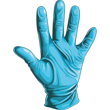 Blue latex glove on a black background png