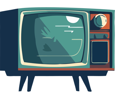 An old television with a bird on it png