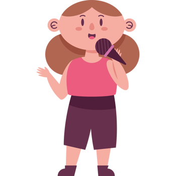 A cartoon girl singing into a microphone png