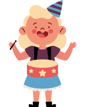 A cartoon girl with a birthday hat and a star on her head png