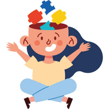 A cartoon girl sitting on the floor with her hands in the air png