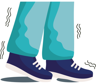 A cartoon illustration of a person wearing blue shoes png