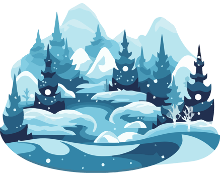 Winter landscape with trees and snow png