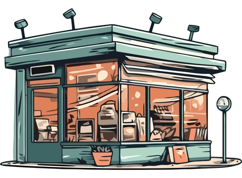 A cartoon illustration of a store front png