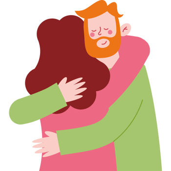A man hugging a woman in a green sweater png
