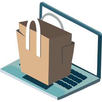 Shopping bag on laptop screen png