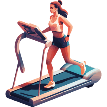 A woman is running on a treadmill png