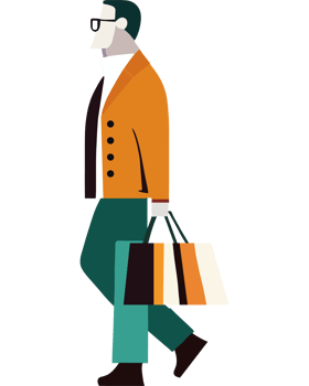 Man with shopping bags png