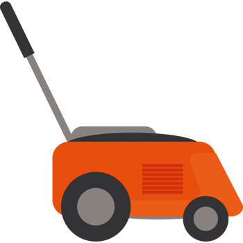 An orange lawn mower on a black background png