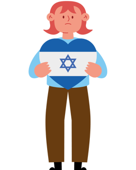 A cartoon man holding an israeli flag png