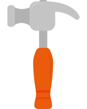 A hammer with a handle on a black background png