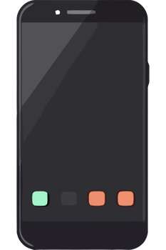 A black smartphone with a green, orange and yellow screen png