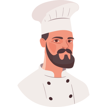 A cartoon chef with a beard and mustache png