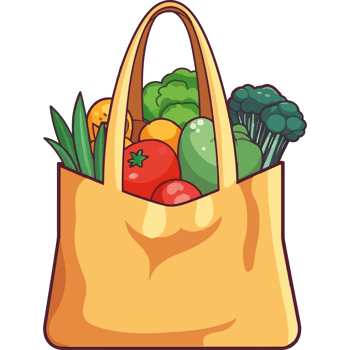 A bag full of vegetables and fruits png