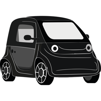 A small black car with a white face png