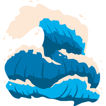 An illustration of a large wave crashing into the ocean png