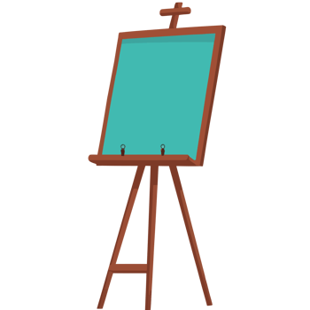 An easel with a blue board on it png