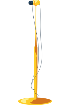 A microphone on a stand with a yellow stand png