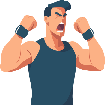 A man with a fist raised in the air png
