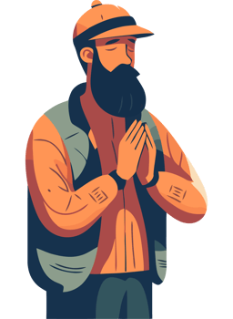 A man with a beard and hat is praying png