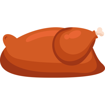 A cartoon turkey laying on a black background png