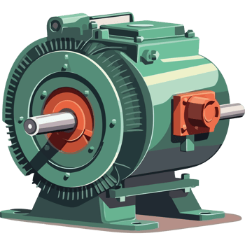 An illustration of a green electric motor png