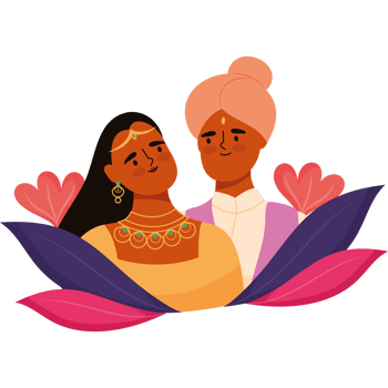 An illustration of a couple in traditional clothing png