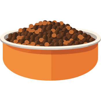An orange bowl filled with dog food png