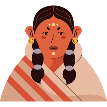 An illustration of a woman with a traditional dress png