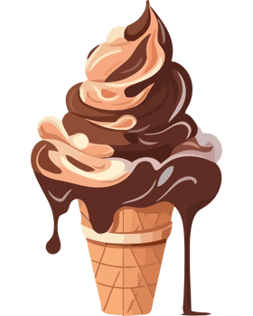Chocolate ice cream in a waffle cone png