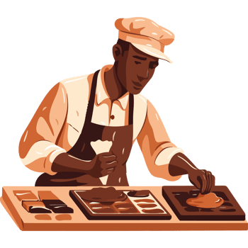 A man in an apron is making a cake png