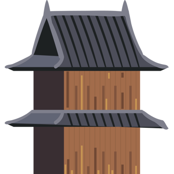 An asian style building with a roof png
