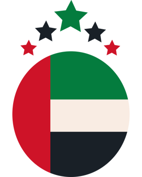 The uae flag in a circle with stars png