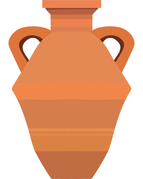 An old clay vase with two handles png