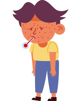 Illustration of a boy with a fever png
