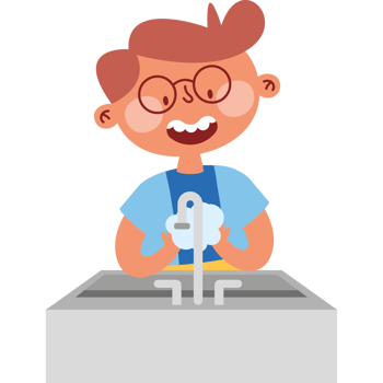 A boy is washing his hands in the sink png