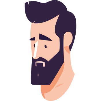 A cartoon man with a beard and a beard png